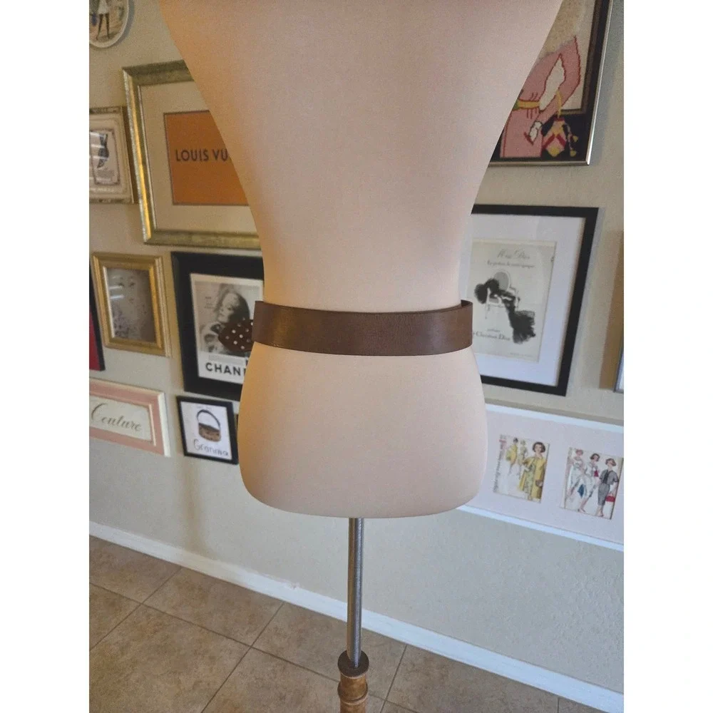 Brown Y2K Genuine Leather Wide Grommet Belt Silver D-Ring Buckle Boho